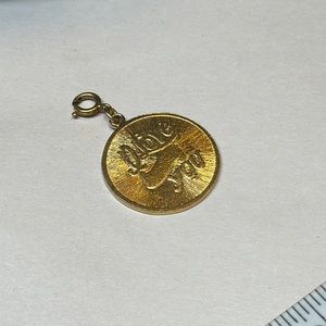 Vintage medallion charm I love you gold disc like bracelet charm